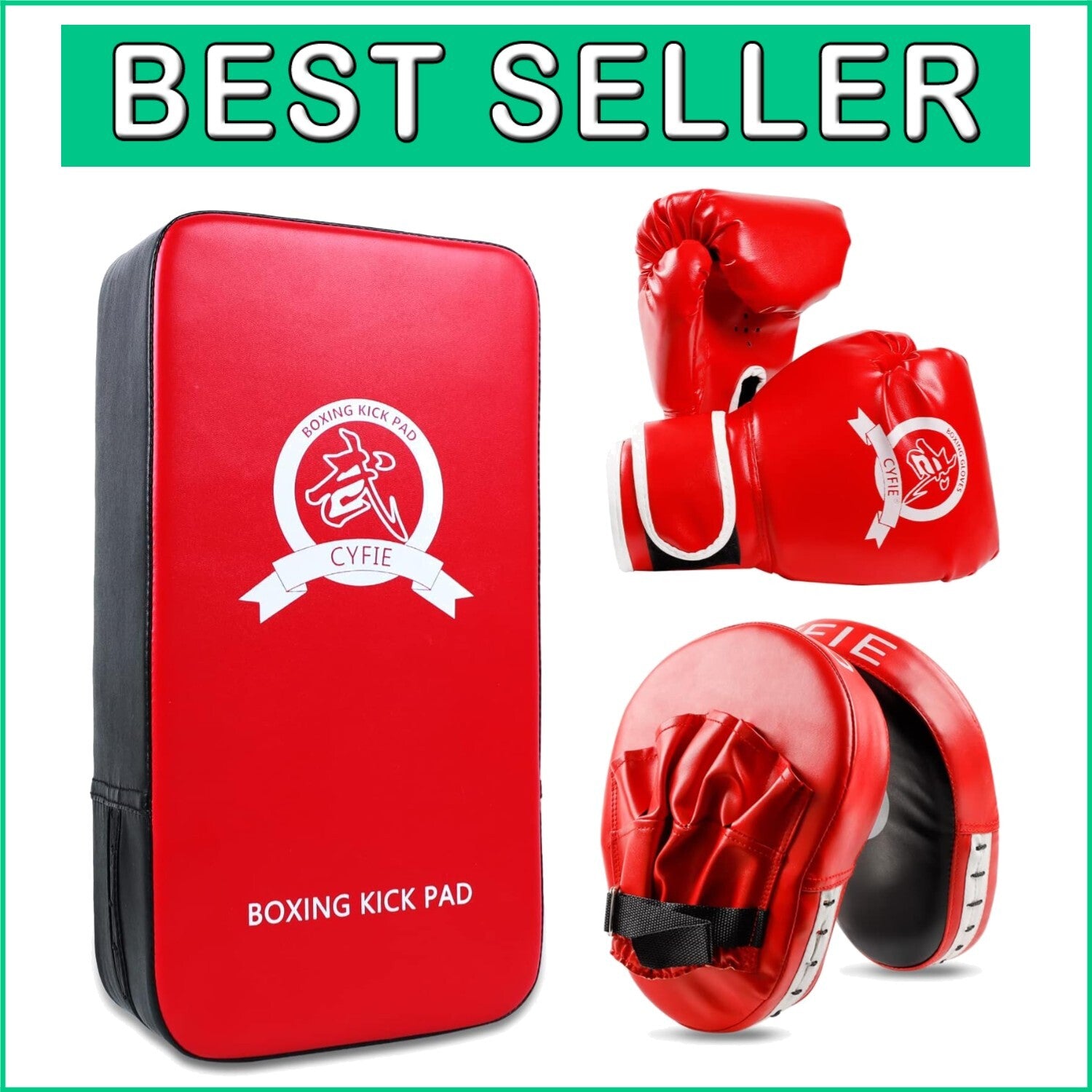 5-Piece Kids Boxing Training Set - Leather Mitts & Kick Pads for Safety & Fun