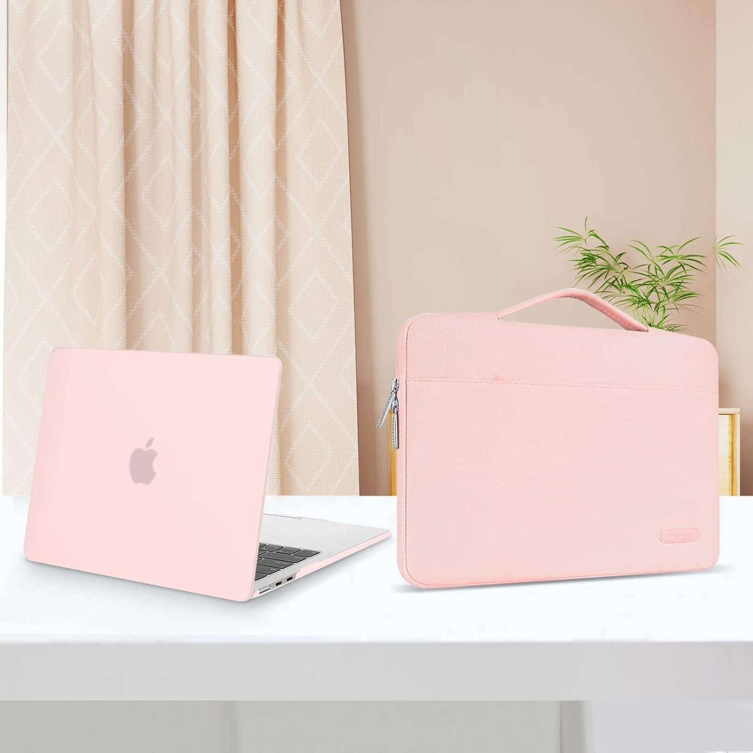 MacBook Air 13 Inch Pink Case with Keyboard Skin & Webcam Cover for M2-M4 Models