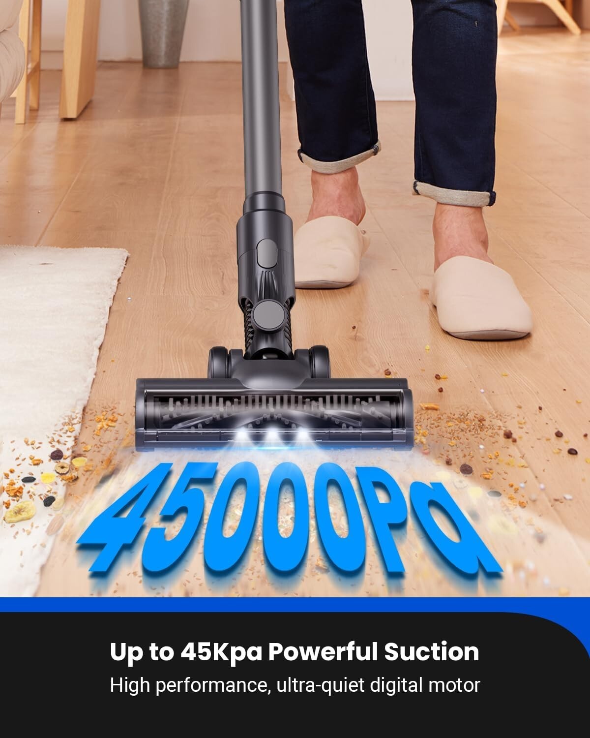 45kPa Cordless Lightweight Stick Vacuum & Mop with LED Display - 50 Min Runtime