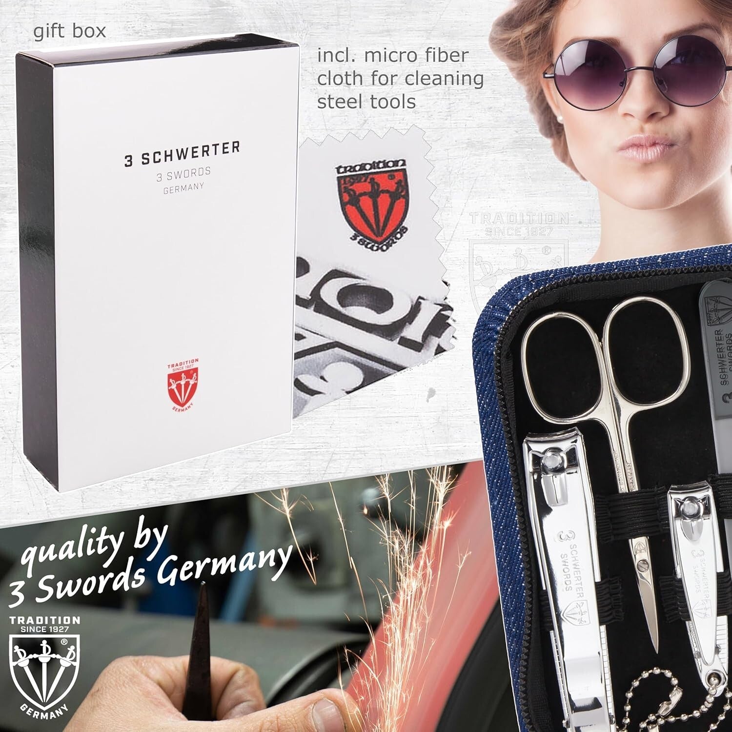 German Engineering 8-Piece Nail Care Set - Travel Friendly with Stylish Case