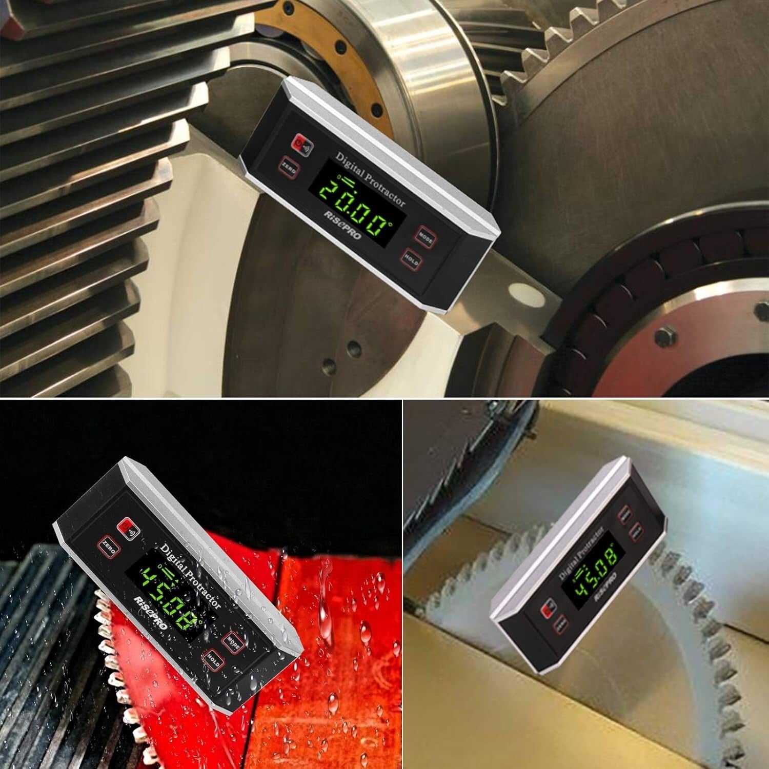 Heavy-Duty Inclinometer & Protractor with Magnetic V-Groove and Lighted Screen