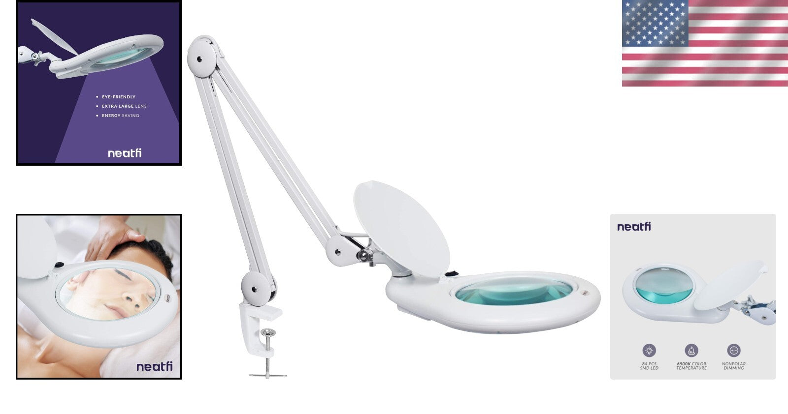 Space-Saving Magnifying Lamp with Glass Lens - Ideal for Jewelry Making & More