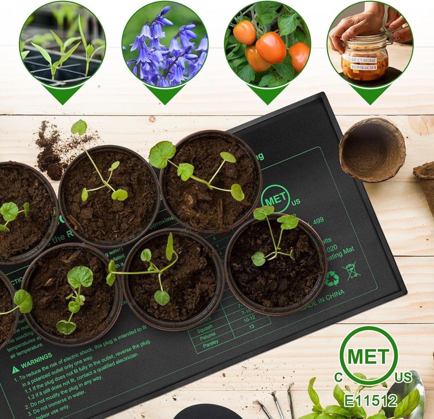 8-Pack Waterproof Plant Heating Pads - Energy Efficient for Seedling Success