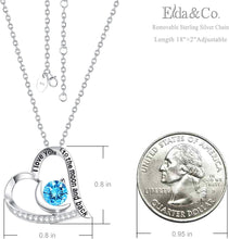 Load image into Gallery viewer, Adjustable Love Heart Necklace with Blue Aquamarine Birthstone - Special Gift