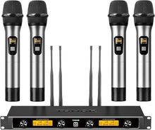 Load image into Gallery viewer, Professional Wireless Microphones System – 4x10 Channels with Metal Body Mics