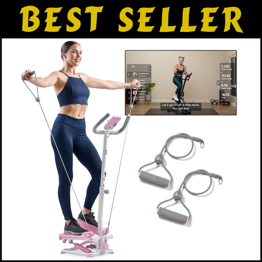 2-in-1 Smart Workout Machine with Resistance Bands - Total Body Fitness in Pink