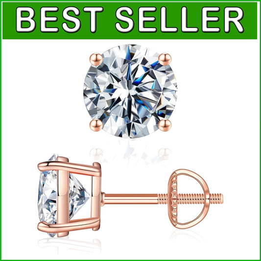 Elegant Moissanite Stud Earrings with 14K Gold Vermeil, Perfect Gift Packaging