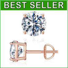 Load image into Gallery viewer, Elegant Moissanite Stud Earrings with 14K Gold Vermeil, Perfect Gift Packaging