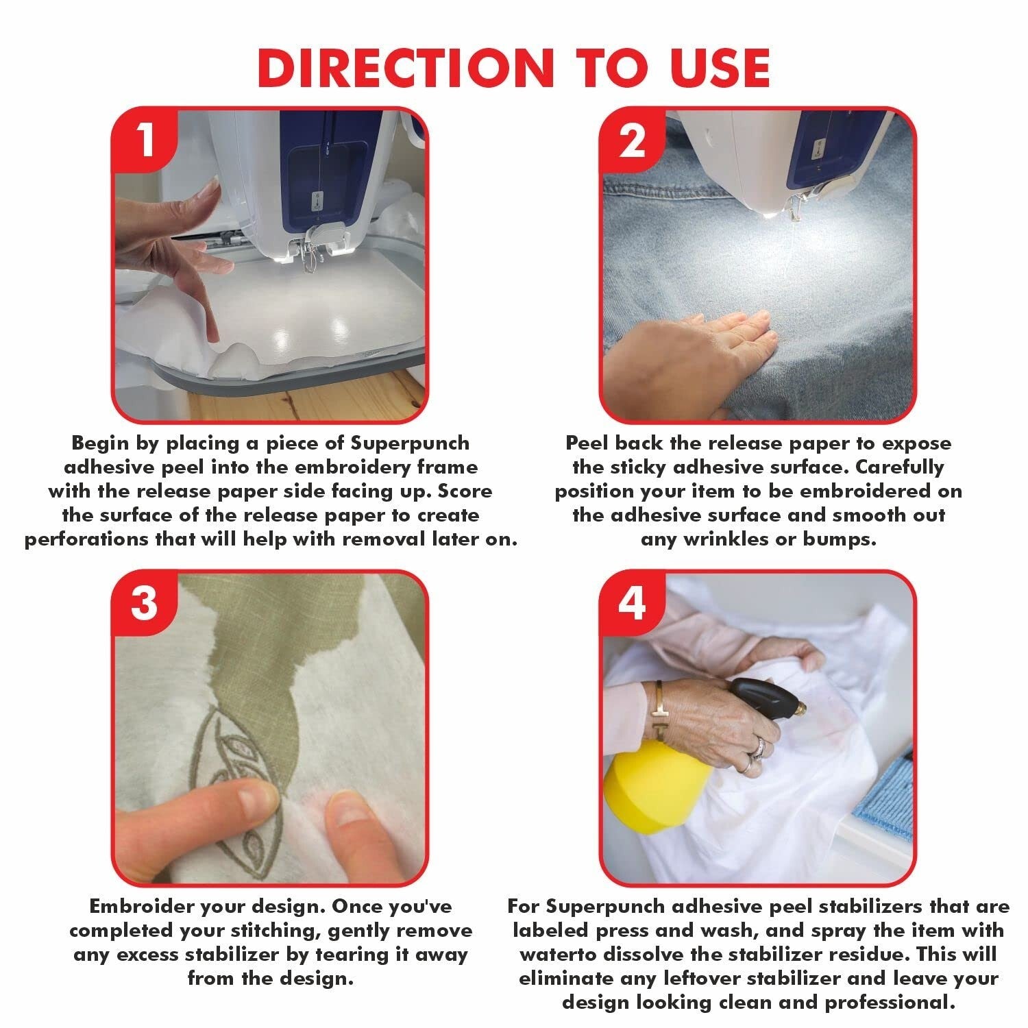 Self-Adhesive Tear Away Stabilizer Roll - 8-Inch x 25-Yard, No Residue Finish