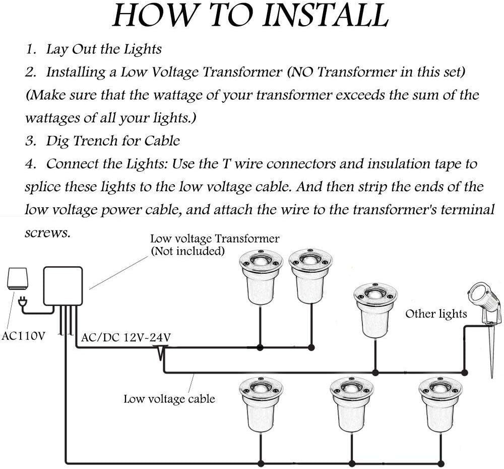 Efficient LED In-Ground Landscape Lights - 12V Waterproof 6 Pack for Outdoor Use