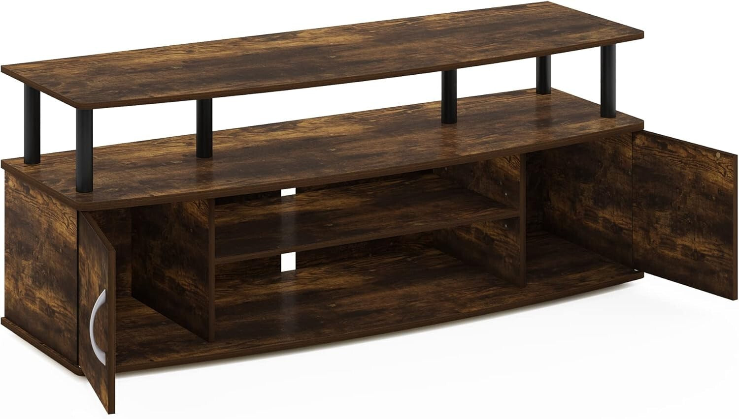Durable Amber Pine Entertainment Center with Adjustable Shelf - Easy Assembly
