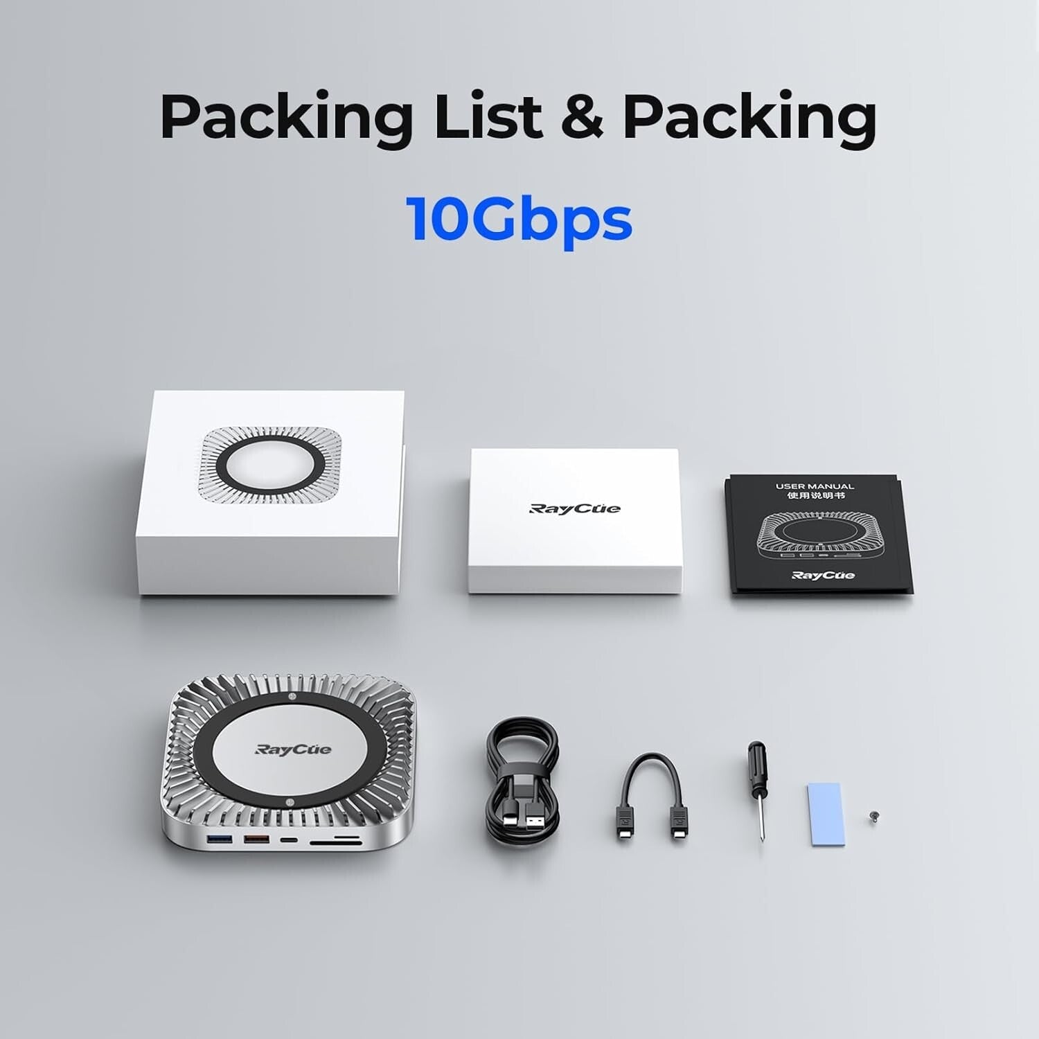 All-in-One Aluminum Docking Station for Mac Mini with 4K HDMI and USB Ports