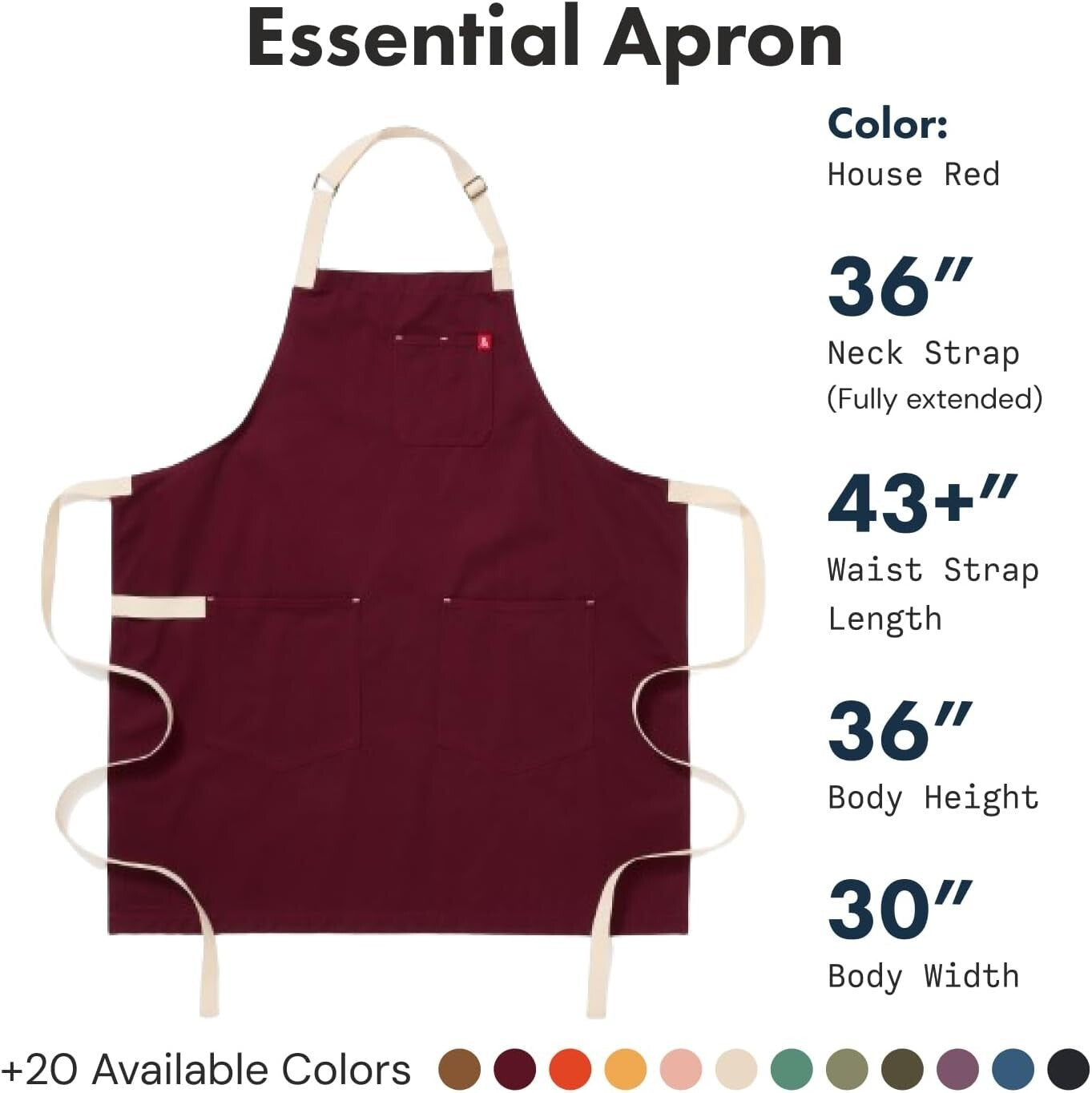 Professional Grilling Apron with Utility Loop and Double Pockets - Easy Care