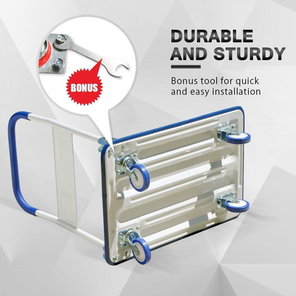 Easy-Store Heavy-Duty Dolly with 360° Wheels - Ideal for Moving & Transport