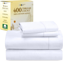 Load image into Gallery viewer, King Size Sheets Set - Soft 400 Thread Count 100% Cotton, Deep Pocket &amp; Cooling
