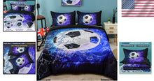 Load image into Gallery viewer, Stylish Twin Comforter Set 66x90 – 2-Piece Soccer Design for Boys and Girls