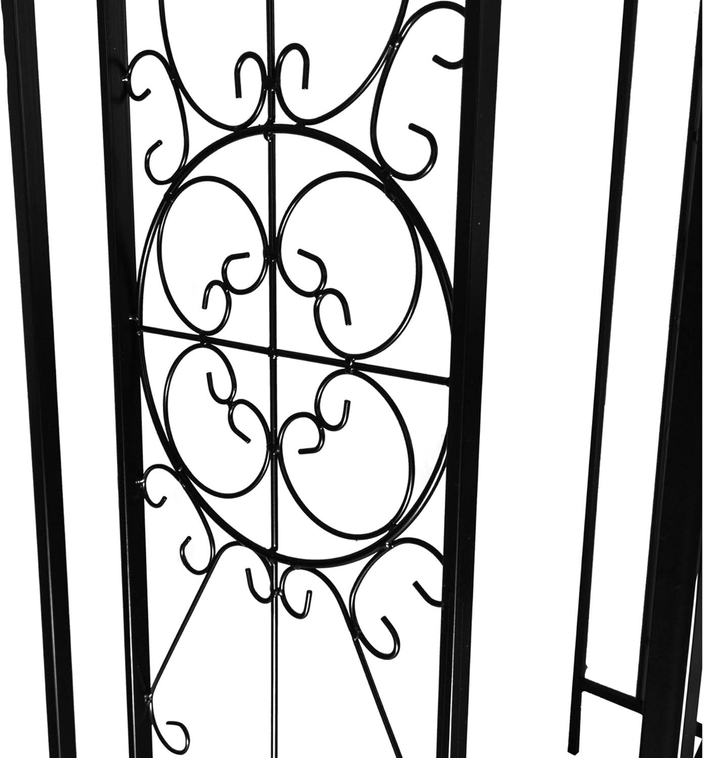 Intricate Black Archway Trellis for Climbing Plants - Weather-Resistant