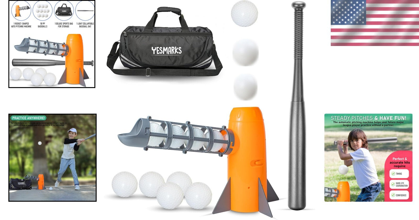 Auto Baseball Pitching Machine with Bat & 10 Balls - Perfect for Young Players