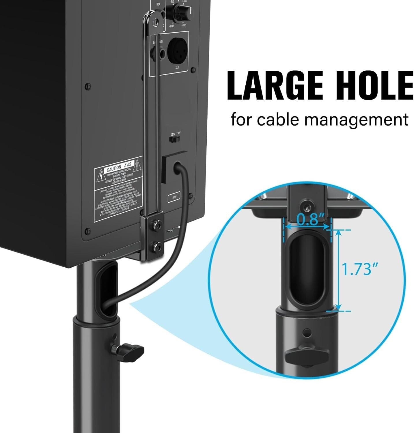 Durable Adjustable Speaker Stands Pair with Cable Management - Fits Most Brands