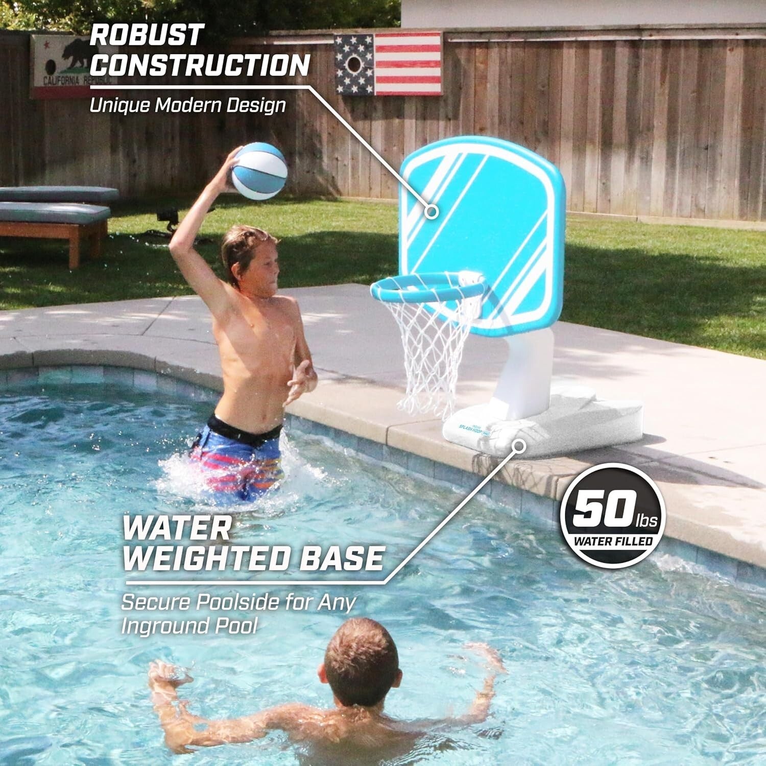Extra Large Splash Hoop PRO - Professional Pool Basketball Set & Color Options