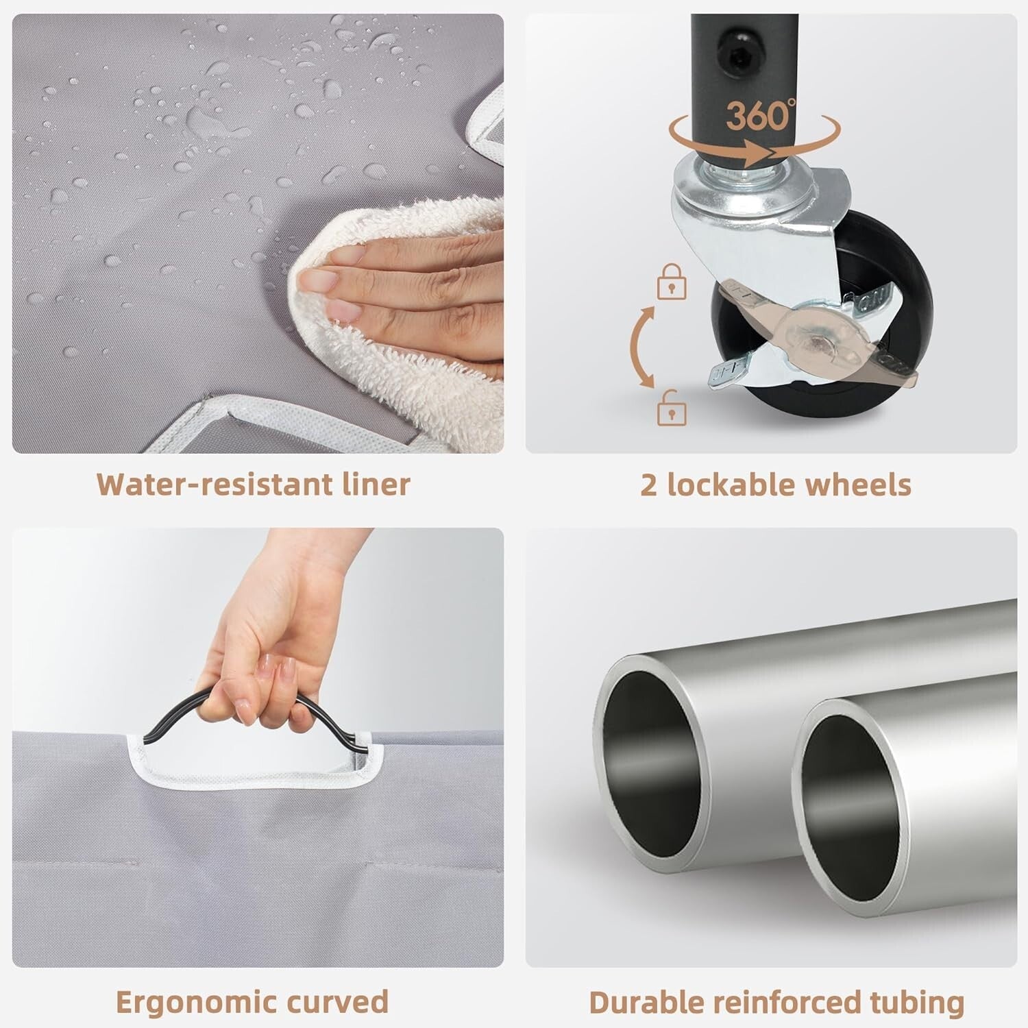 Classic Gray 3-Bag Laundry Hamper with Locking Wheeled Design for Convenience