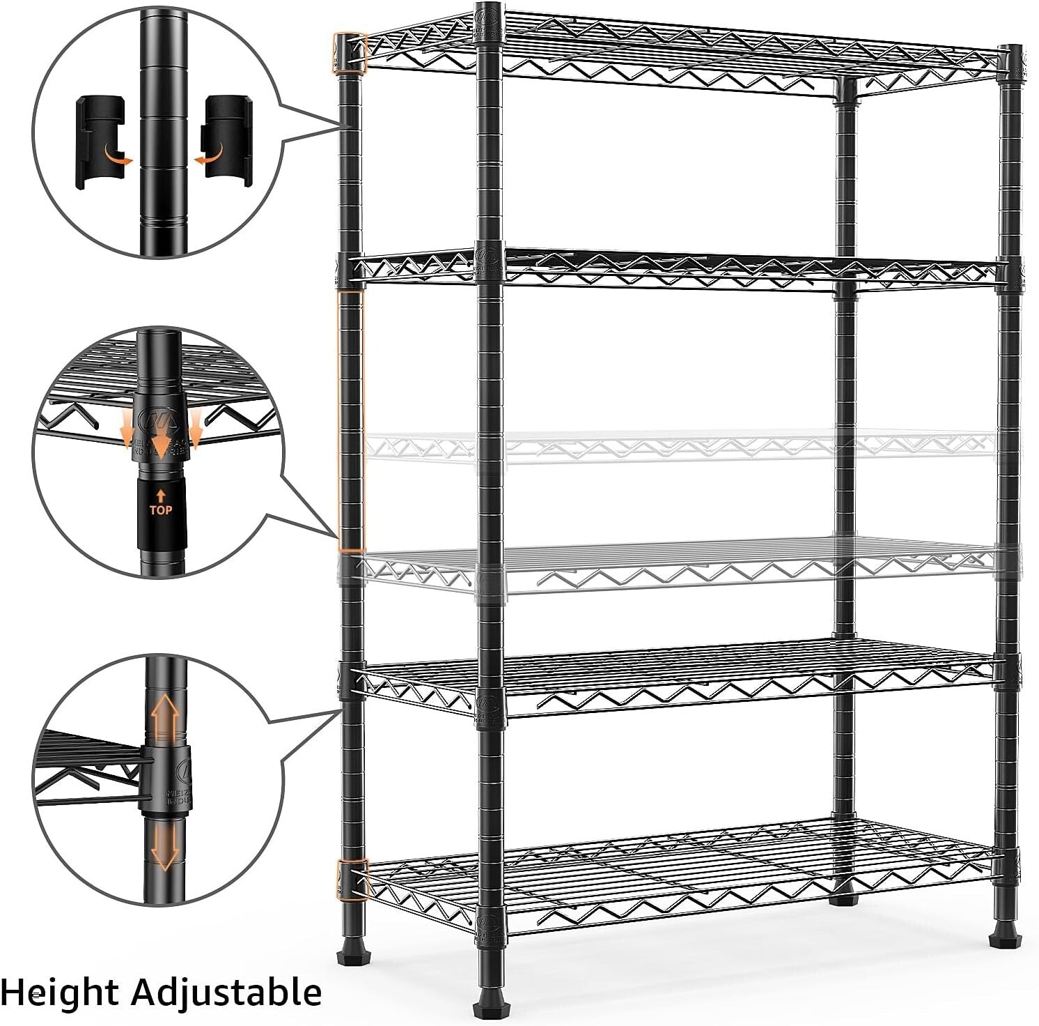 Durable 4-Tier Utility Shelving Unit with 1000 lbs Capacity for Home & Office