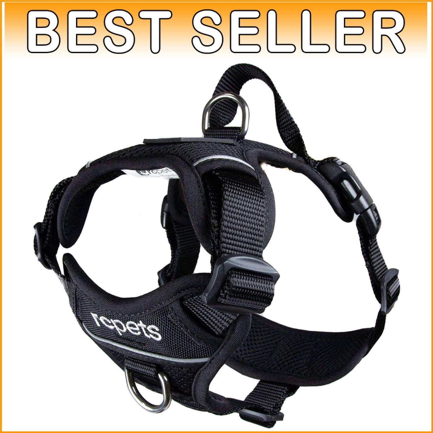 Versatile Large Dog Harness with Back Handle & Leash Options – Black Mesh Design