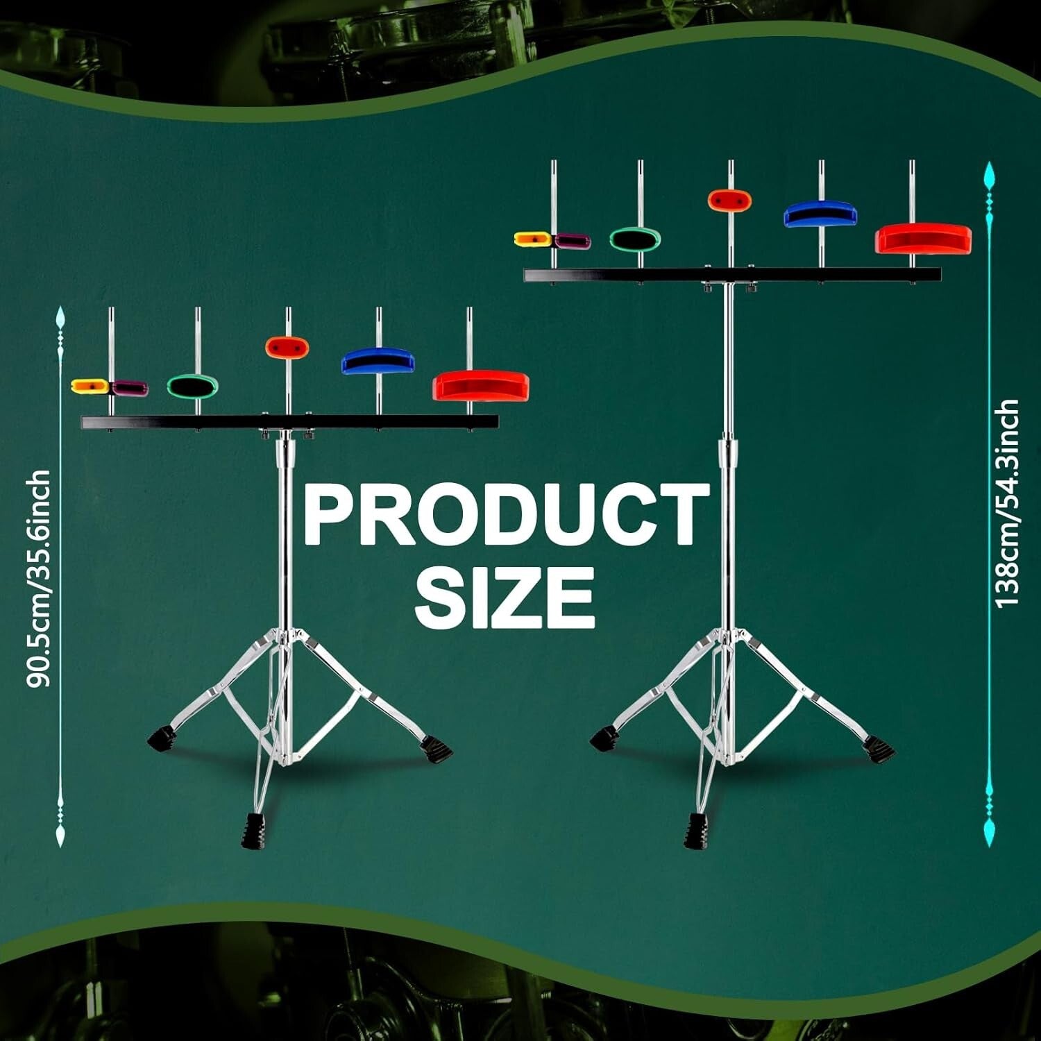 Professional Jam Block Percussion Stand - Stable Double Brace & Cowbell Holder