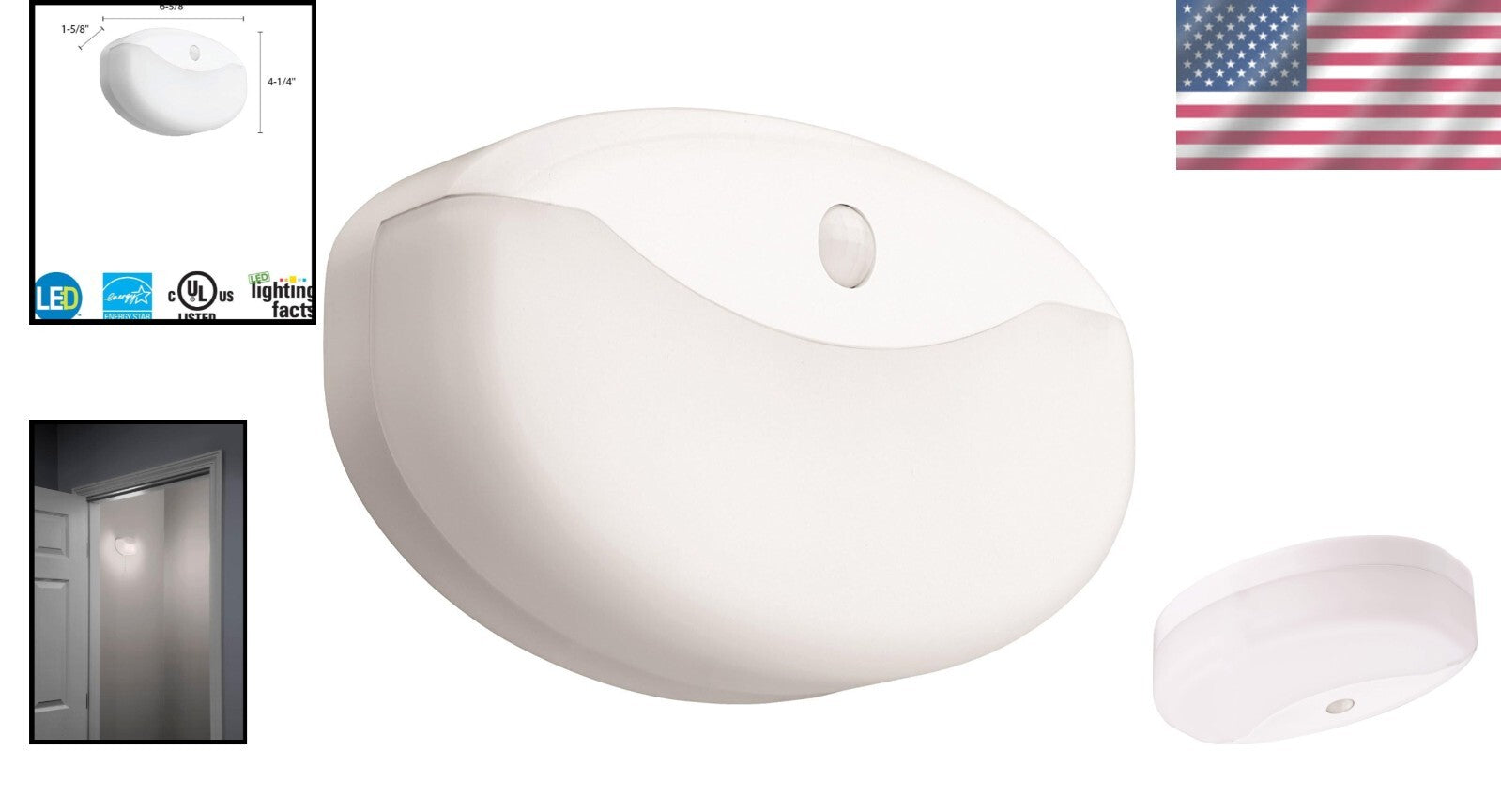 7-Inch LED Flush Mount Ceiling Light with Motion Sensor - 575 Lumens, Cool White