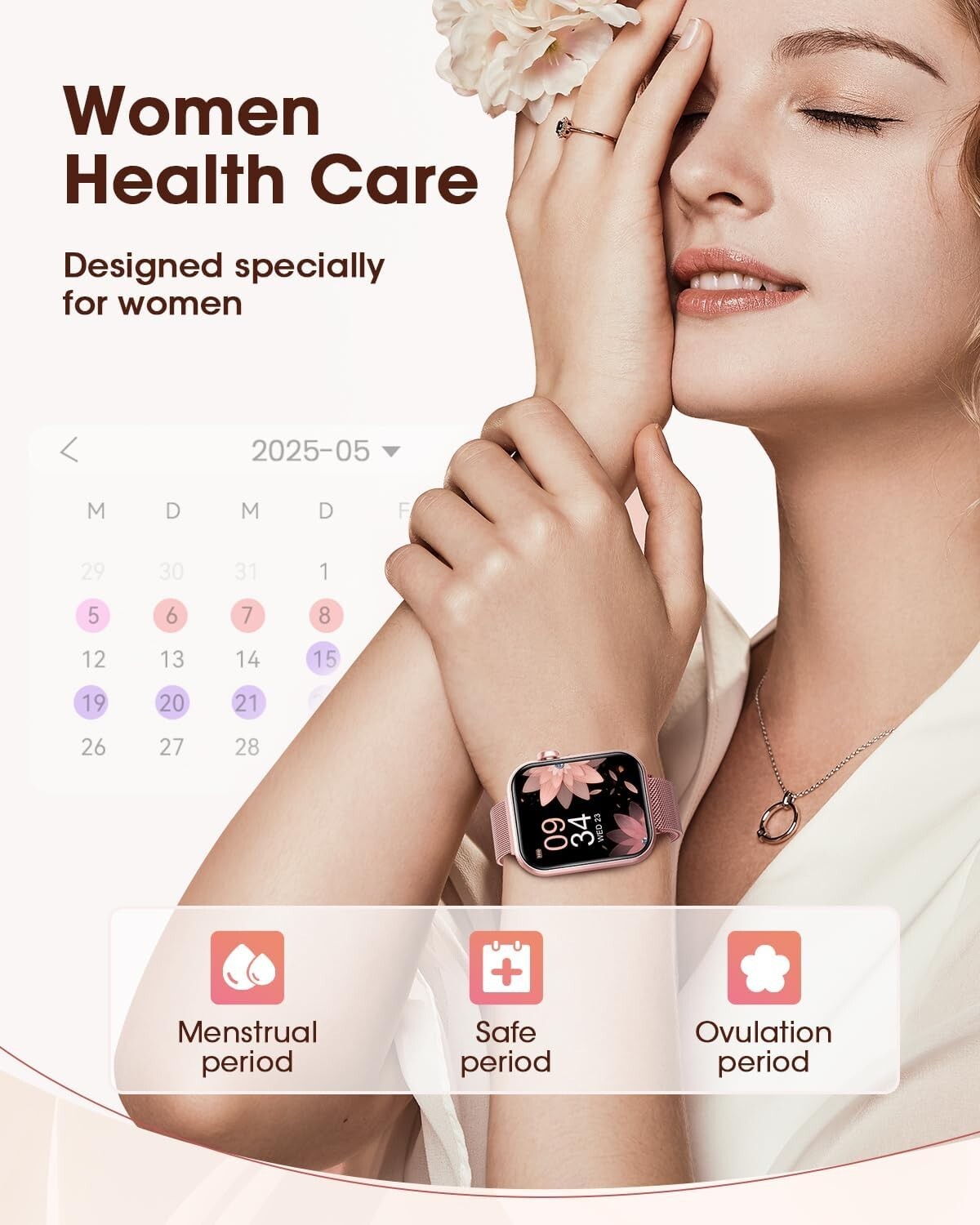 Elegant 1.85'' Smart Watch for Women - Health & Fitness Tracker with 100+ Modes