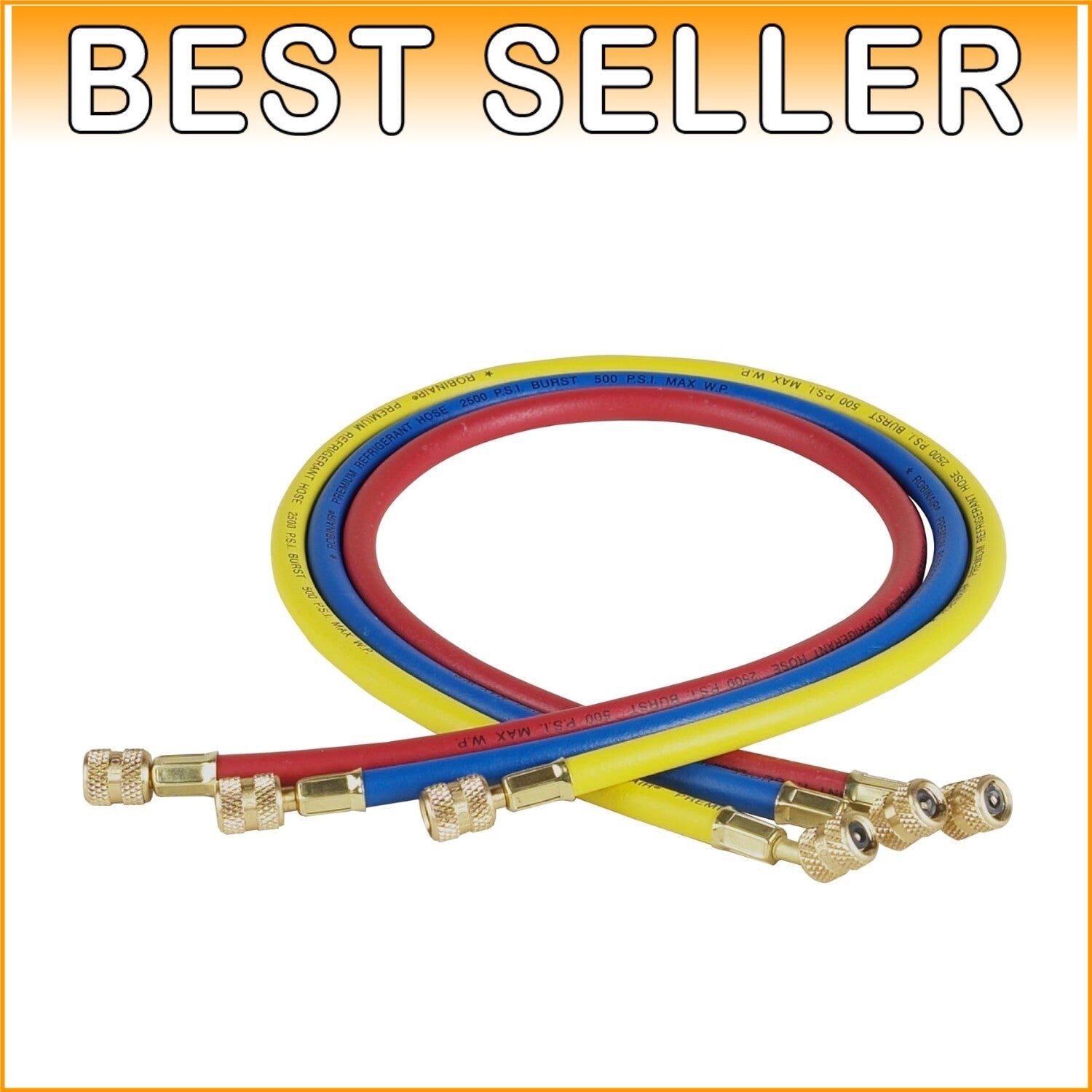 Durable 1/4" Refrigerant Charging Hose Set of 3 - 36" Long, Reliable Performance