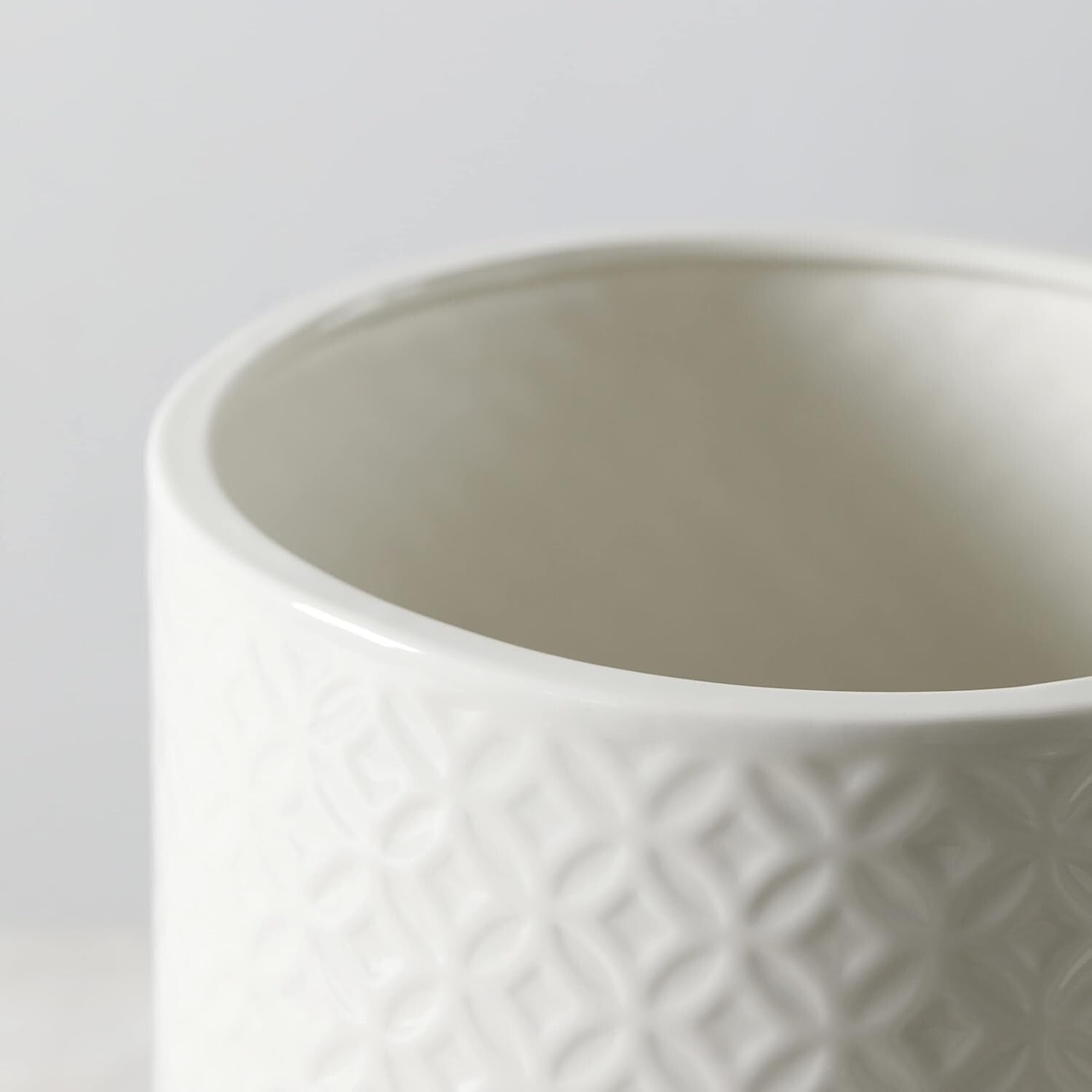 Ceramic Decorative Trash Can with Wooden Base - Luxurious Bathroom Wastebasket