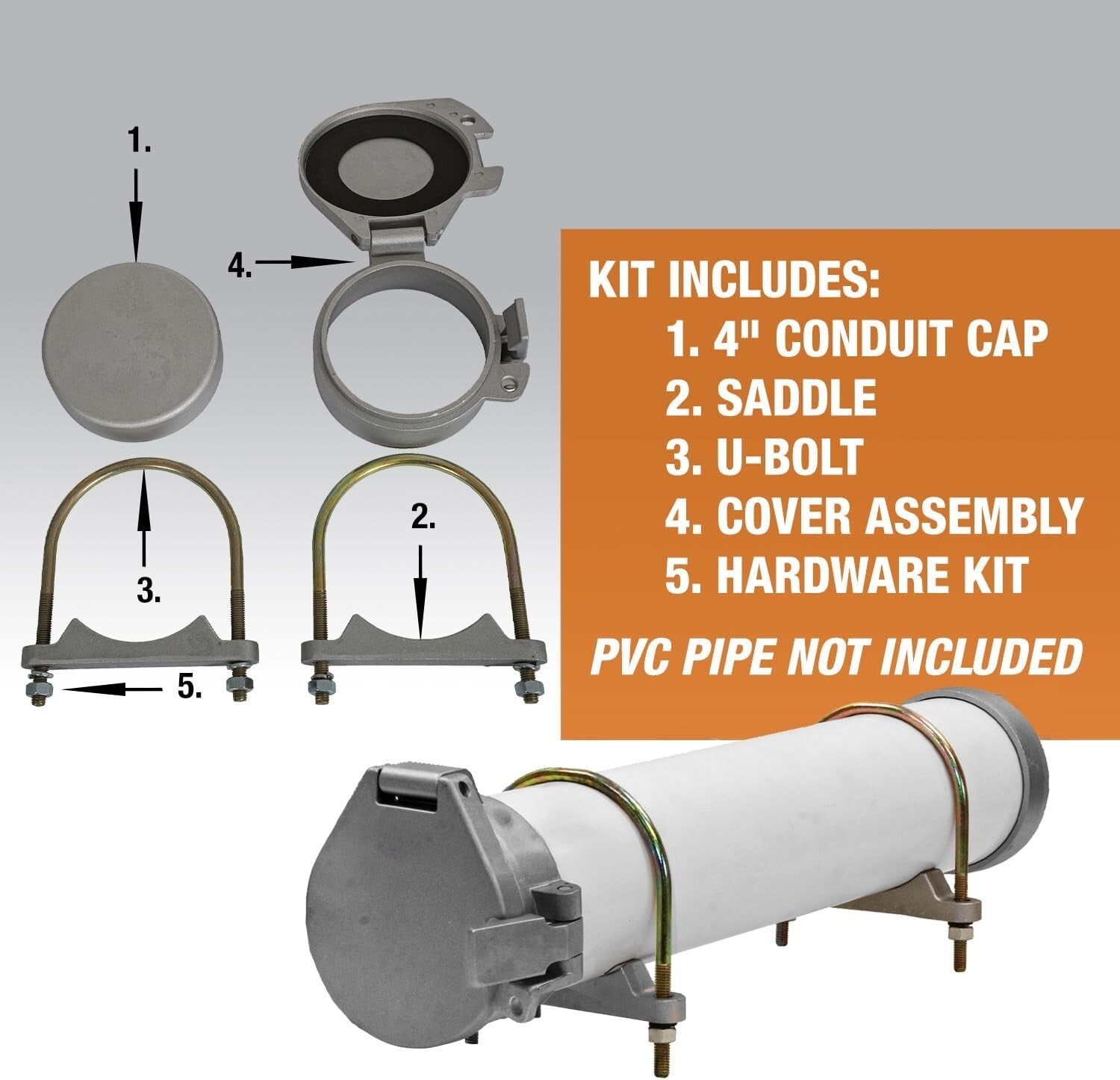 4 Inch PVC Conduit Carrier Kit - Weather-Resistant with Spring-Loaded Latch
