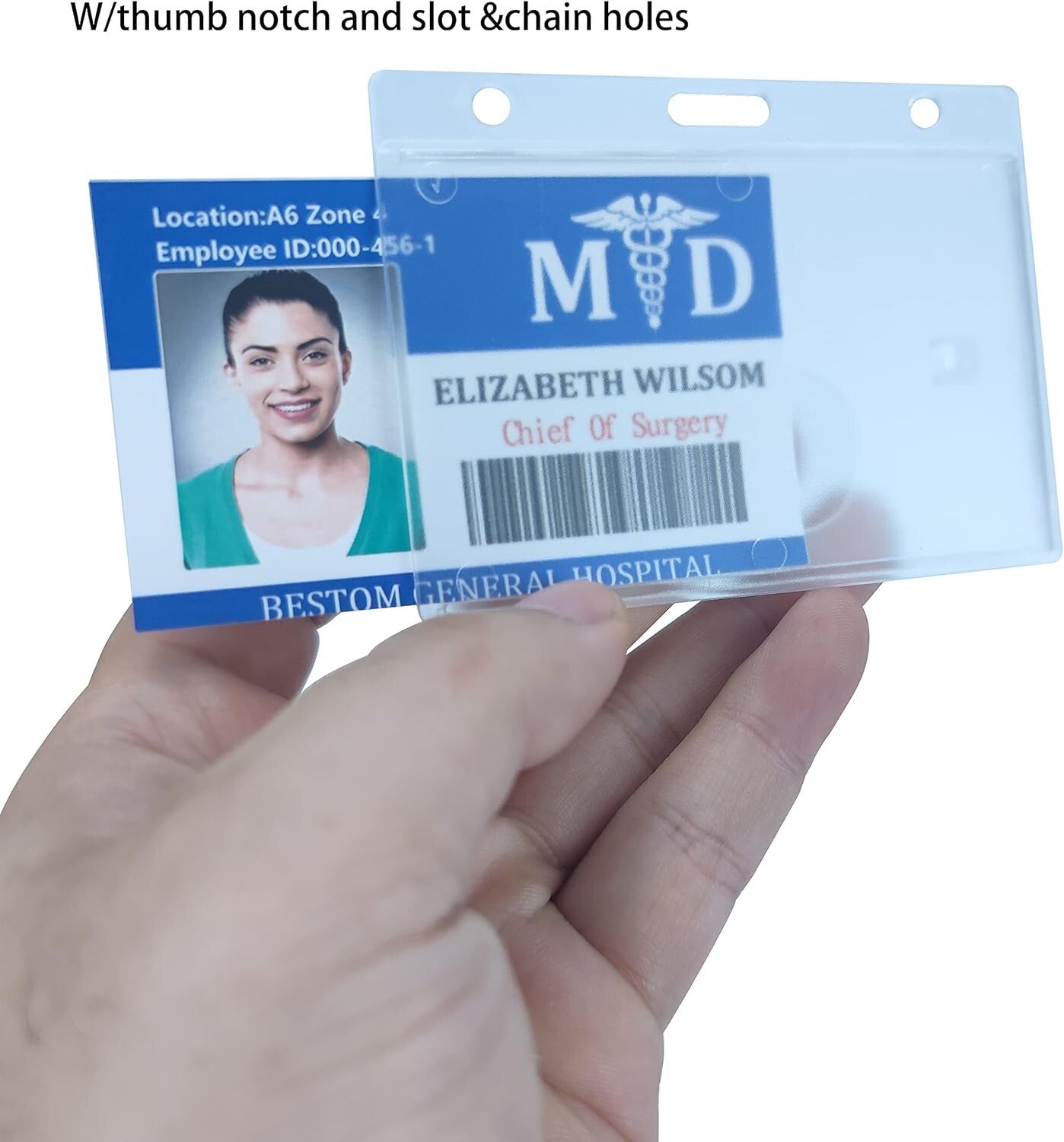 50 Pack Eco-Friendly Frosted ID Badge Holders with Multiple Attachment Options
