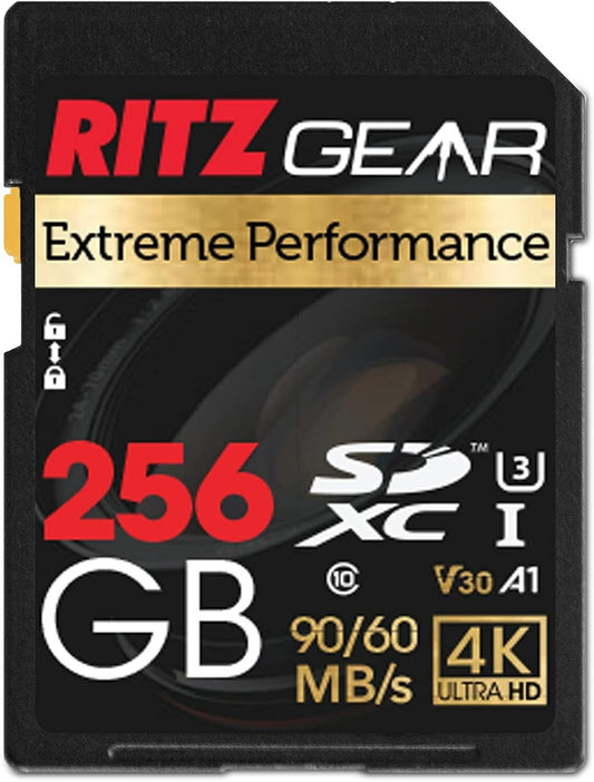 High-Speed 256GB SD Card for 4K Videos, Waterproof & Shockproof Protection