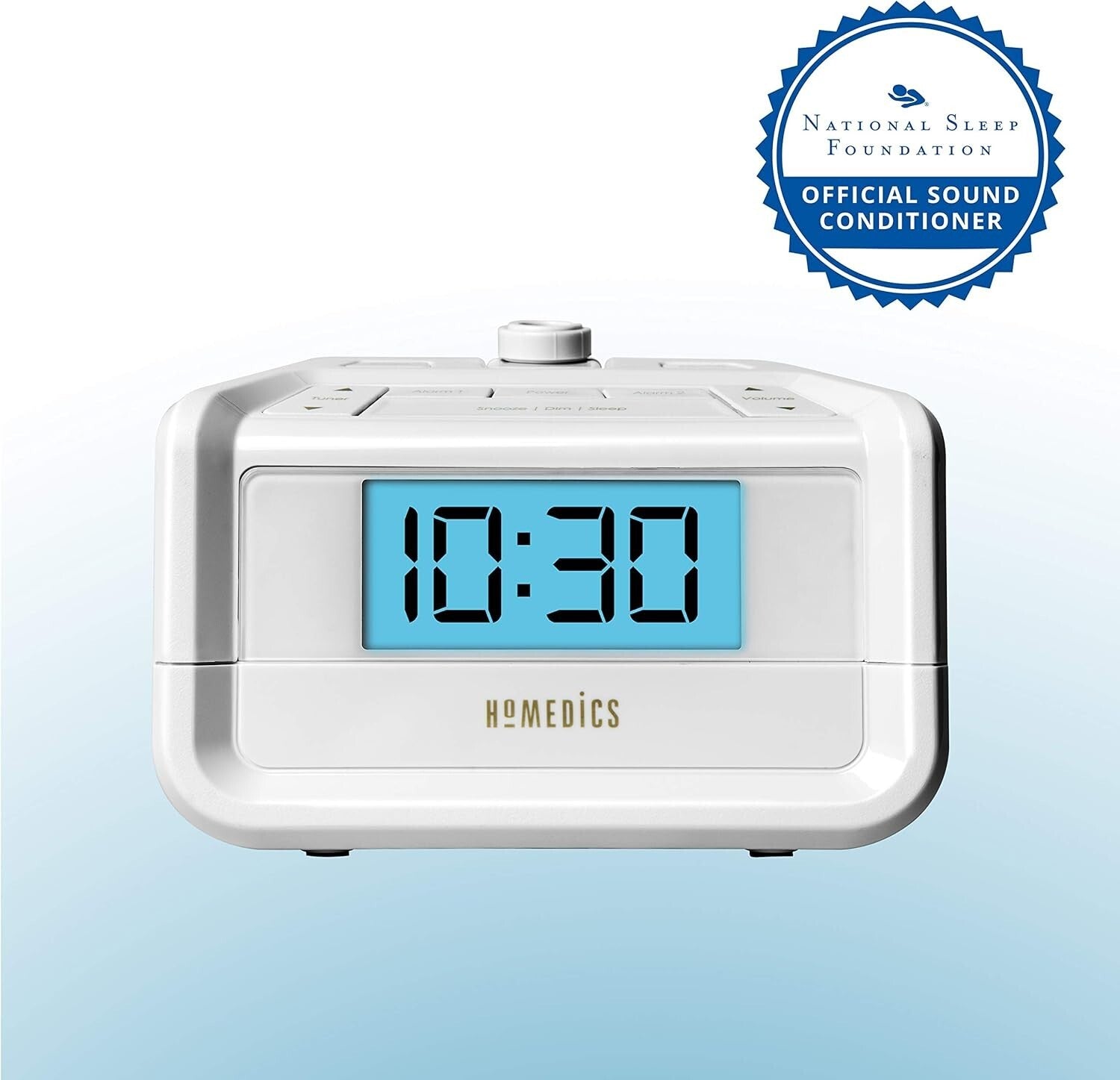 Dual Alarm Digital FM Clock Radio with LED Projection and White Noise Machine