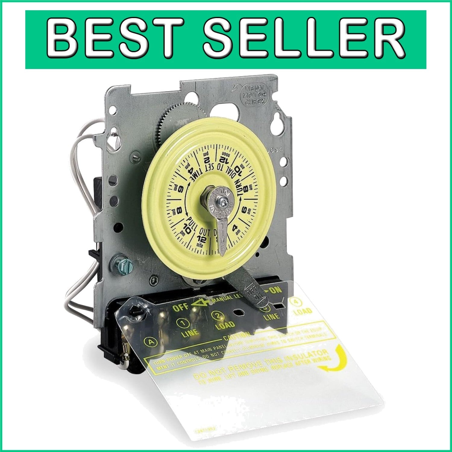 Durable 24-Hour Mechanical Time Switch with Manual Override - Easy Installation