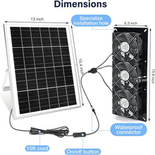 Load image into Gallery viewer, Complete 3 Fan Solar Ventilation Kit with IP67 Protection for Outdoor Spaces