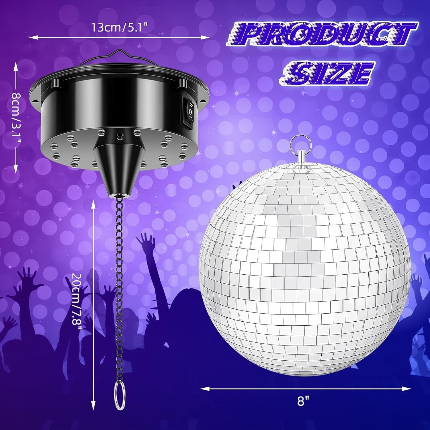 Fun Disco Mirror Ball with 18 LEDs & 6RPM Motor - Perfect for Parties & Clubs