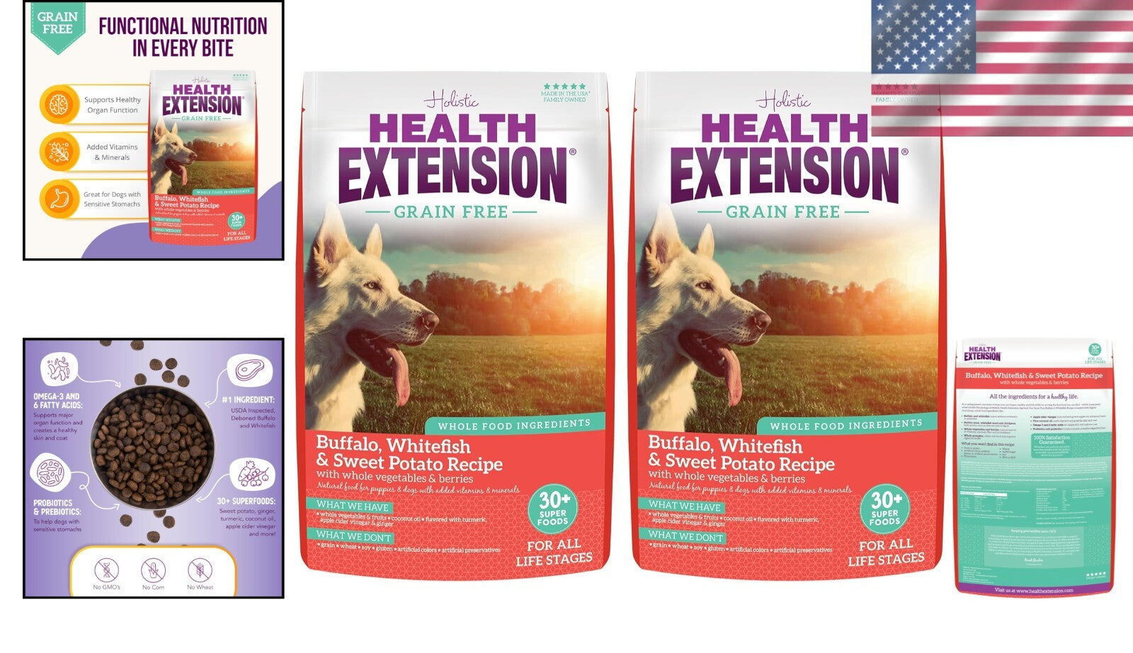 Natural Grain-Free Buffalo & Whitefish Dog Food - Perfect for All Breeds & Ages