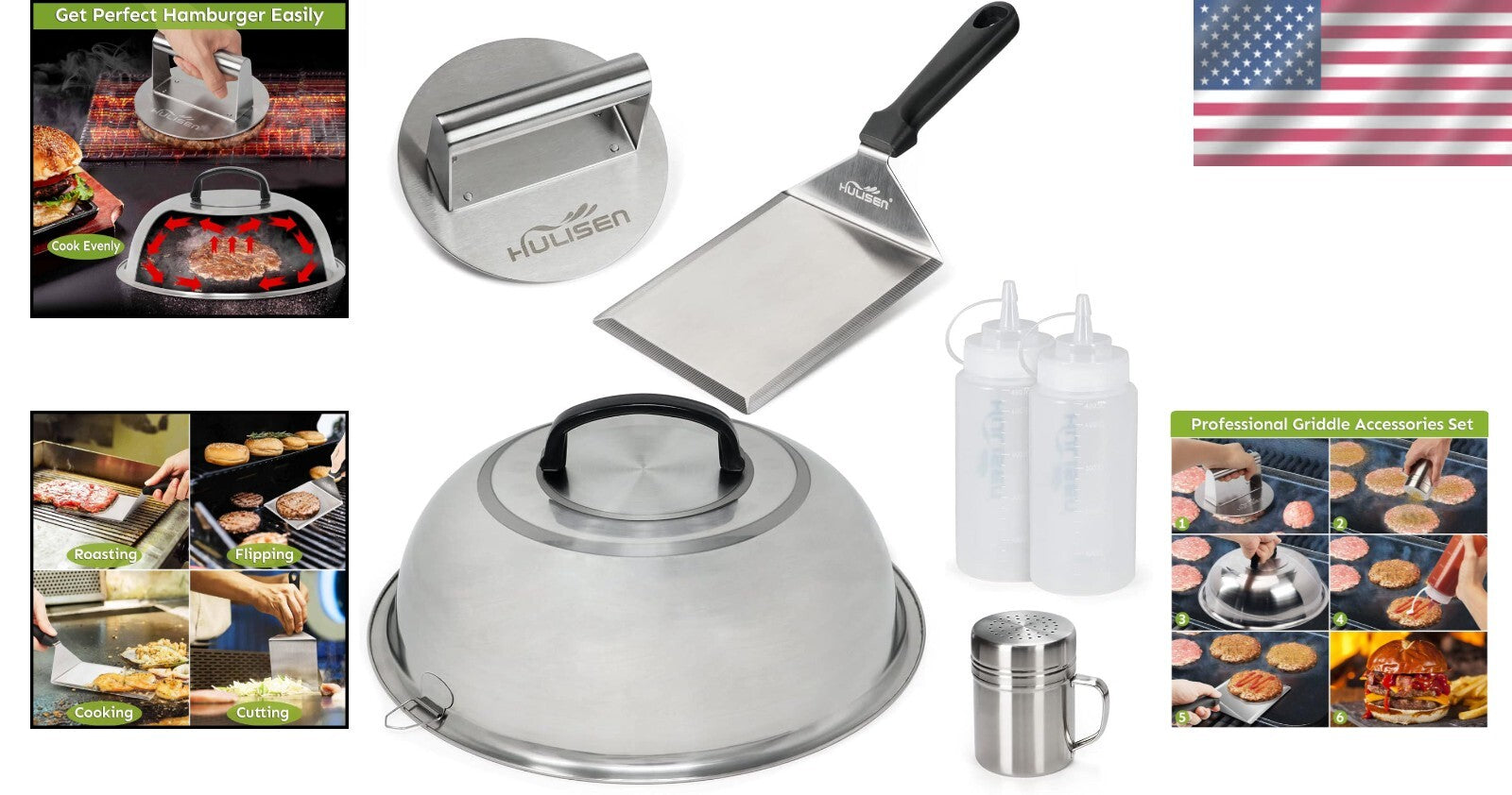 Complete BBQ Accessories Kit with Burger Press, Basting Cover & Spachula