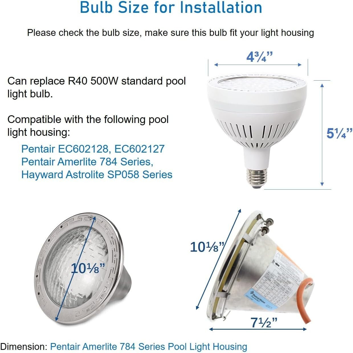 Energy-Efficient 65W LED Pool Light - 7000lm Ideal for Clear Water Illumination