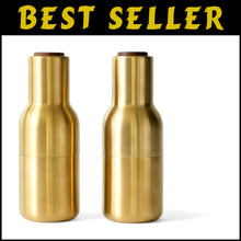 Load image into Gallery viewer, Refillable Salt and Pepper Grinders - Modern Bottle Design in Brass &amp; Walnut