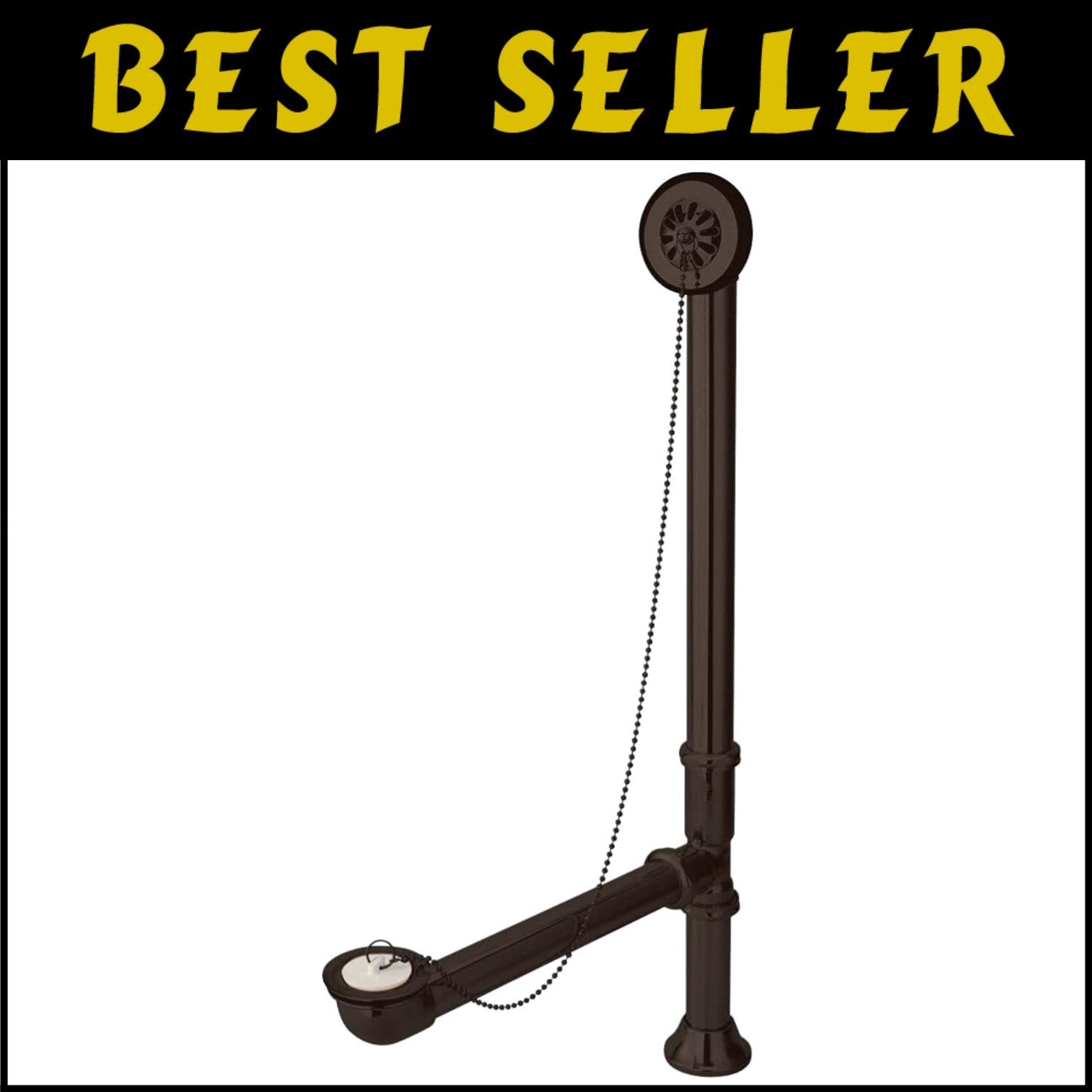 Durable 27" Oil Rubbed Bronze Bath Drain with Chain Plug for Clawfoot Tubs