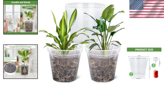5-Pack Durable Clear Plastic Planters - 12-Inch with Drainage for Plant Growth