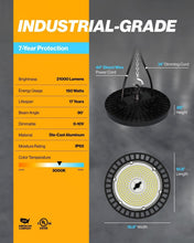 Load image into Gallery viewer, Ultra-Bright 21000 LM LED High Bay Light - 150W Dimmable for Gym &amp; Warehouse Use