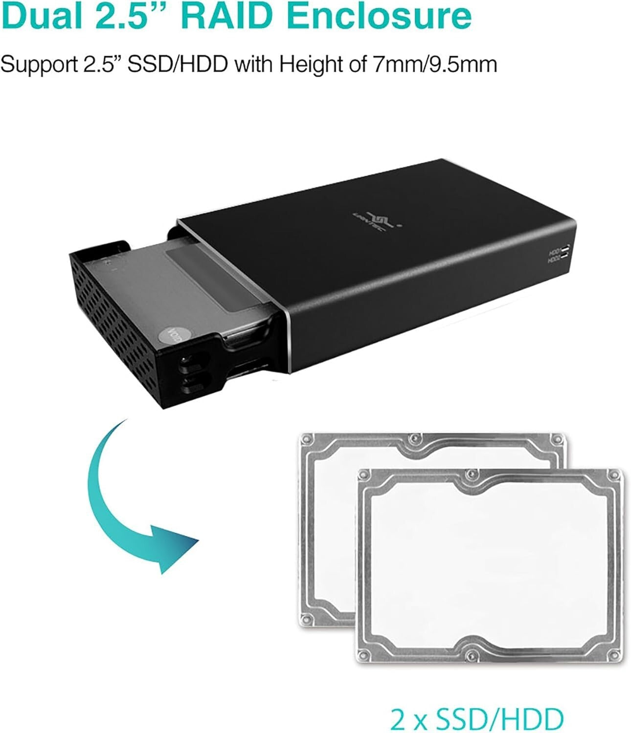 Compact Nexstar GX Dual 2.5" SATA RAID Enclosure - Ultra-Fast 5000Mbps Transfer