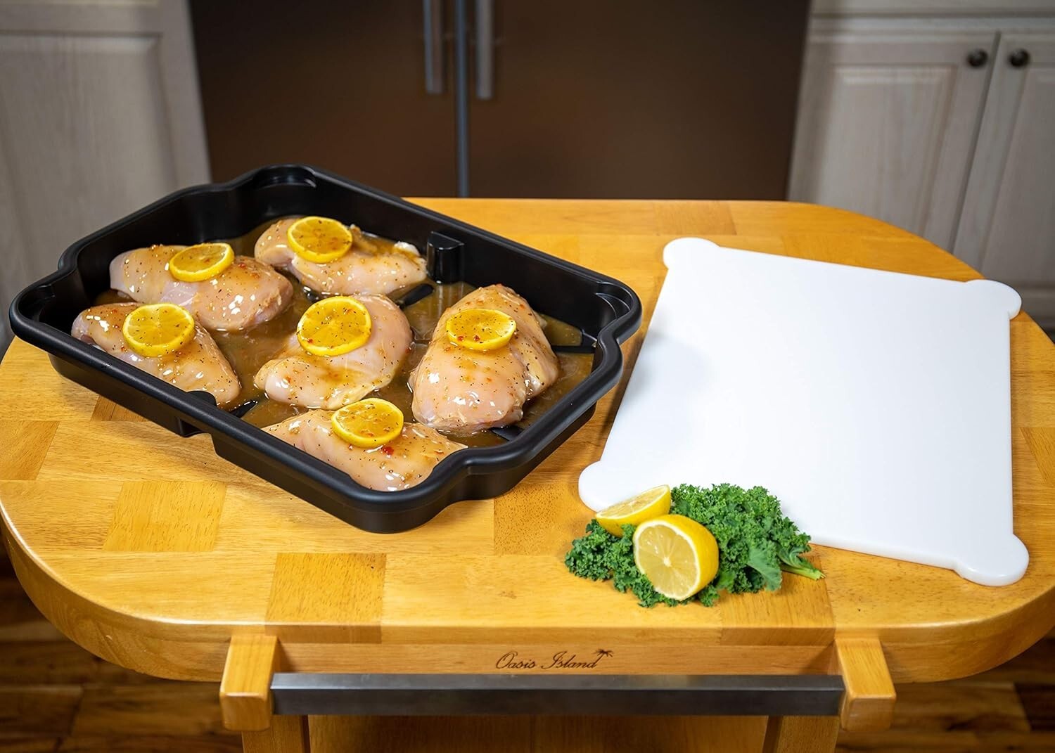 Dishwasher Safe BBQ Prep Cutting Board with Tray - Versatile & Lightweight