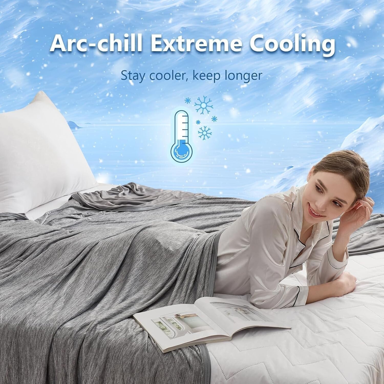 Soft and Skin-Friendly Queen Cooling Blanket - Breathable Comfort for All