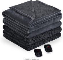 Load image into Gallery viewer, King Size Heated Blanket 100"x90" - Dual Controller with 10 Heating Levels